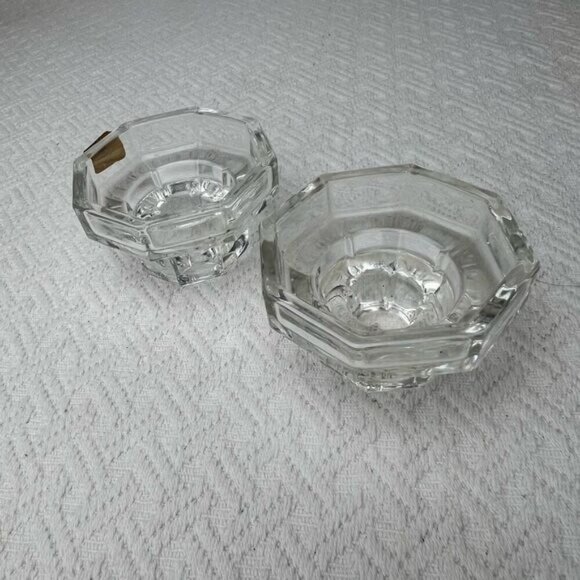Set Of 2 Luminarc Genuine Crystal Candle Holders  1.75" tall Clear Glass Octime - Picture 1 of 11